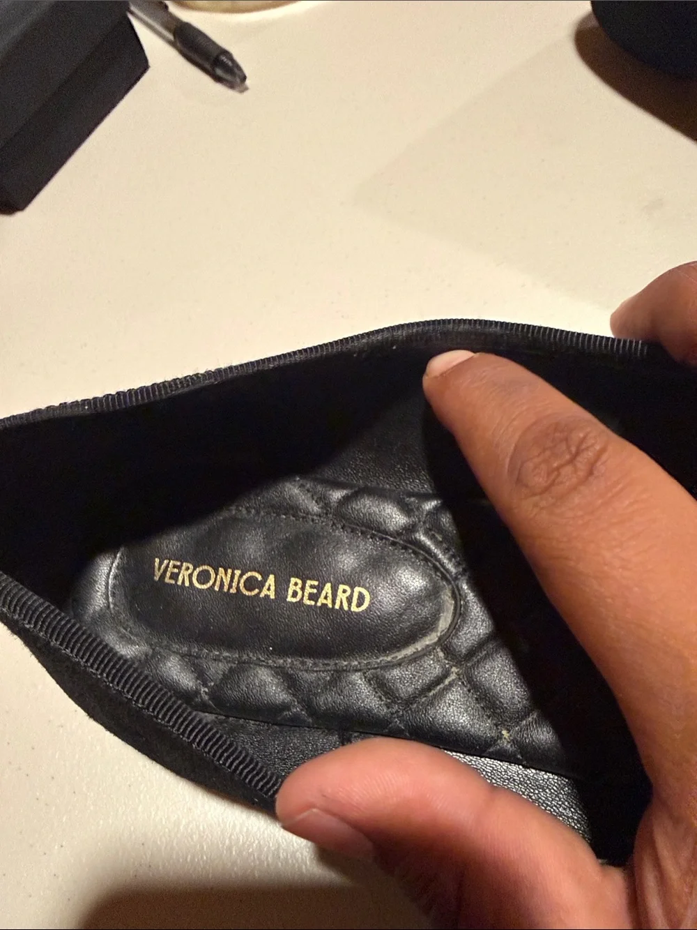 Veronica Beard Black Quilted-Insole Square-Toe Ballet Flats